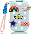 EVA Case for Touchland 1 FL.OZ(30mL) Hand Sanitizer Spray,With 5 Charms & Keychain,Cute Touchland Mist Holder Cover,Lightweight & Portable Carry Accessory for Travel-Mint Green
