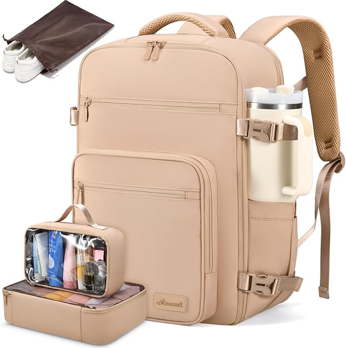 LOVEVOOK Travel Backpack For Women,40L Carry On Backpack Flight Approved,TSA Personal Item Travel Bag Fits 17 Inch Laptop,Business Weekender Overnight Daypack with Toiletry Bag and Cubes