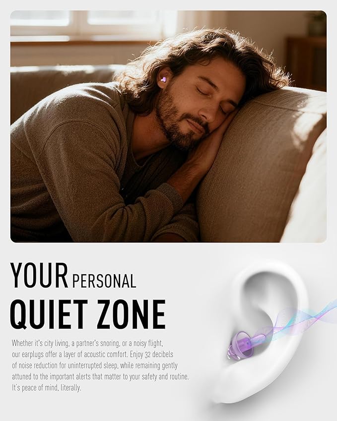 Sleeping Ear Plugs 3 Pairs, 100x Reusable Ultra Soft Noise Reduction earplugs for Side Sleepers, Snoring, Travel, Working, Other Loud Events - 32dB Hearing Protection