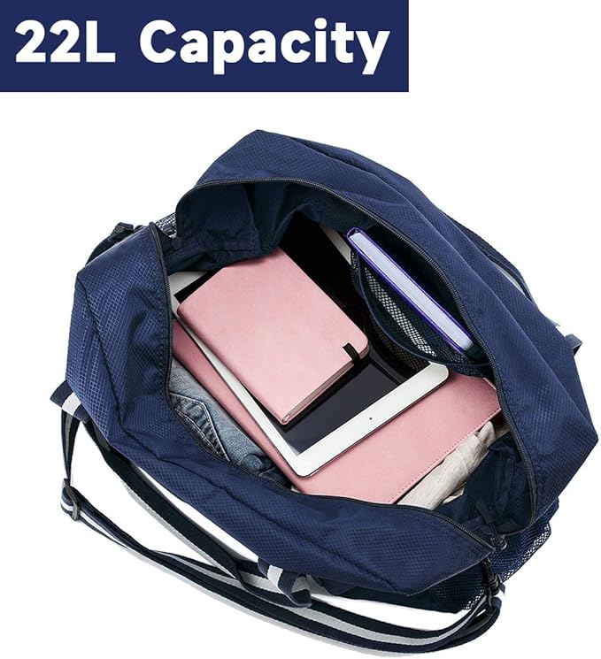 Arxus Foldable Tote Bag for Travel Expandable Lightweight Carry On Luggage 22L Packable Duffle Bag for Traveling