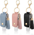 3 PCS Portable Empty Bottle Keychain, 30 ml Hand Sanitizer Holder Keychain, Travel 1oz Mini Hand Sanitizers Case for Travel Lotion Liquid Soap Shampoo (Blue Pink Black)