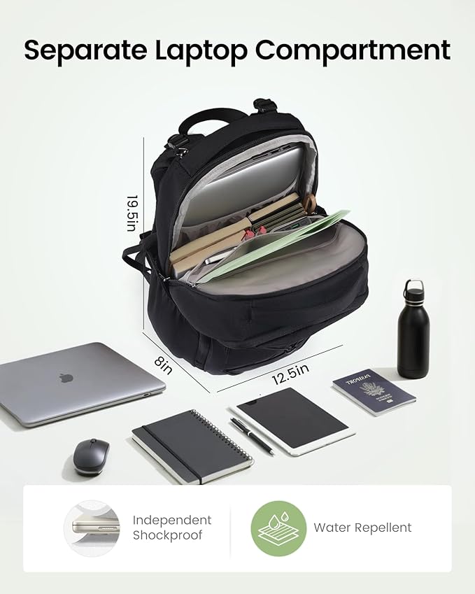 LOVEVOOK Everyday Laptop Backpack for Women & Men With Giant Tumbler Holder,17 Inch Classic Travel Work College Teacher Carry on Backpack Purse,Waterproof Computer laptop Bag Hiking Backpack,Black