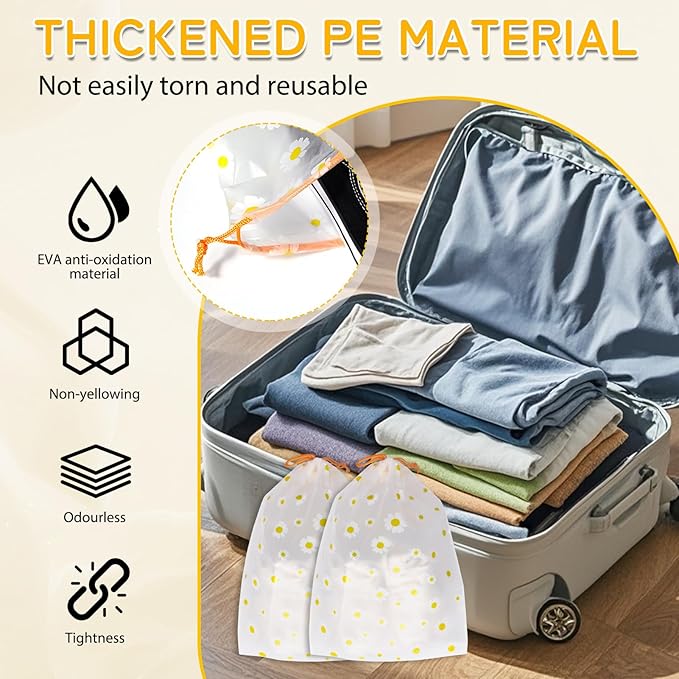Shoe Bags for Travel, 15.7" x 11.8" Travel Shoe Bags for Packing, Large Waterproof Portable Travel Shoe Storage Bags Travel Essentials Women for and Men (5, Daisy)