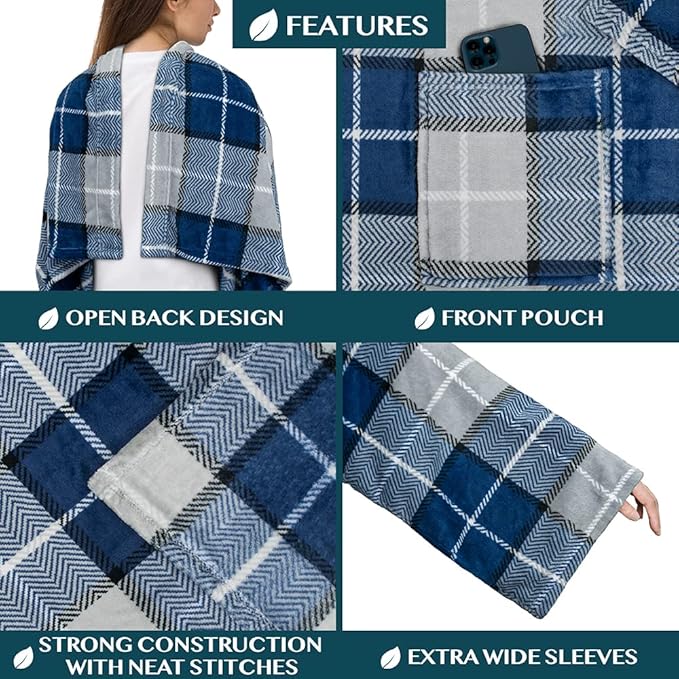 PAVILIA Wearable Blanket with Sleeves for Adult Women Men, Cozy Fleece Warm Wrap Throw with Arms, Gifts for Christmas, Wife