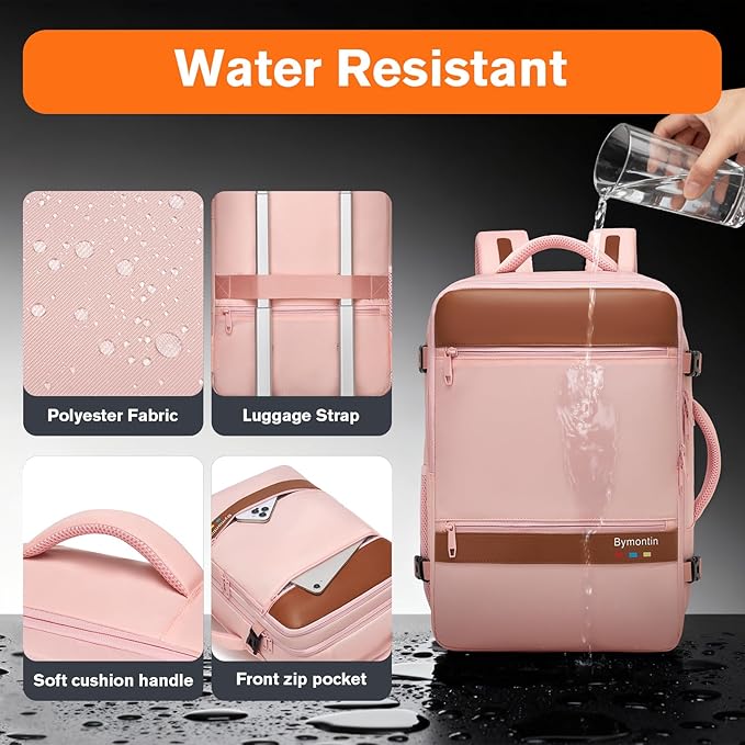 Smart Suitcase-style Laptop Backpack, 25L / 35L Practical Travel Bag for Work, Leisure & Flight, Luggage-Style Commuter Pack (Pink, 25L)