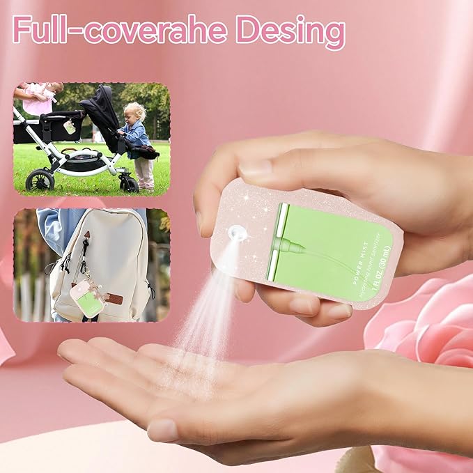 Silicone Case Compatible with Touchland Hand Sanitizer Spray Mist 1 oz with Flower keychain