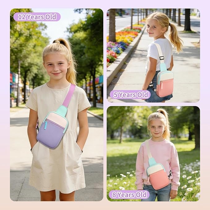 Graduation Mothers Day Gifts for Daughter Teen Girl Her, Fanny Pack Birthday Gifts for 8 9 10 11 12 Year Old Girls, Preppy Crossbody Bag, Adjustable Sling Bag Purse Trendy Stuff Kids Travel Essential