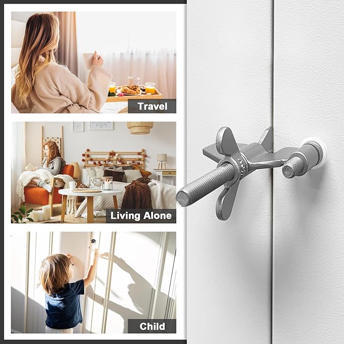 AceMining Upgraded Portable Door Lock Home Security Door Locker Privacy Perfect for Traveling Hotel Home Apartment College and Travel Lockdown Locks for Additional Safety, Silver