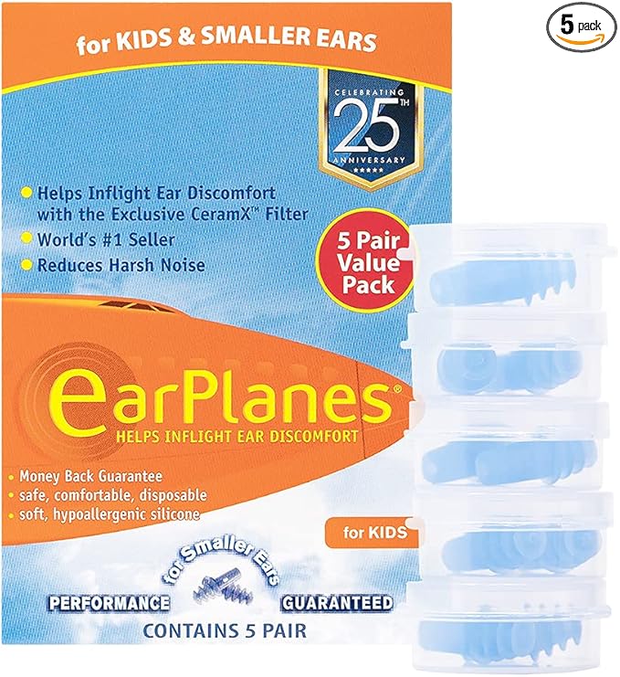 EarPlanes Ear Plugs Kid's Small Size 1 Pair (Pack of 5)
