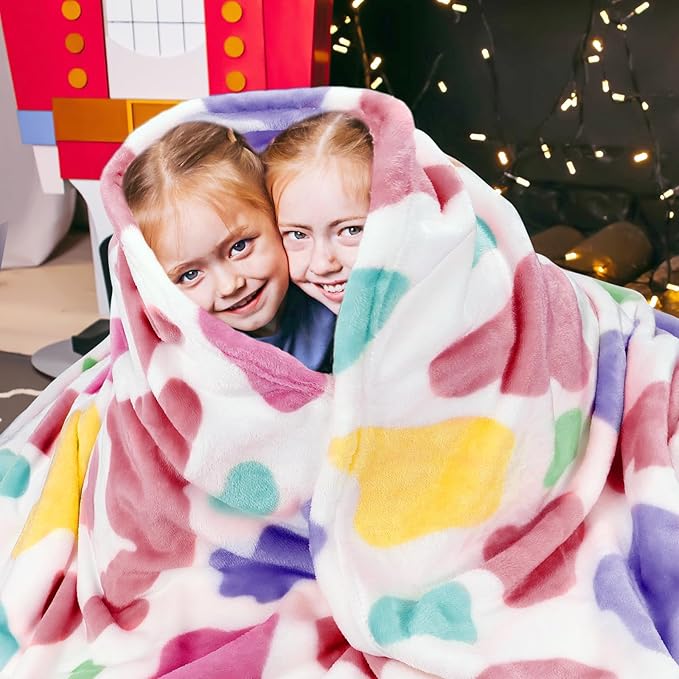 Twin Size Rainbow Fleece Blanket 60"x80" - Lightweight & Warm Fuzzy Bedding for Farmhouse Bedroom, Dorm, Living Room - Soft Decorative Throw for All Seasons