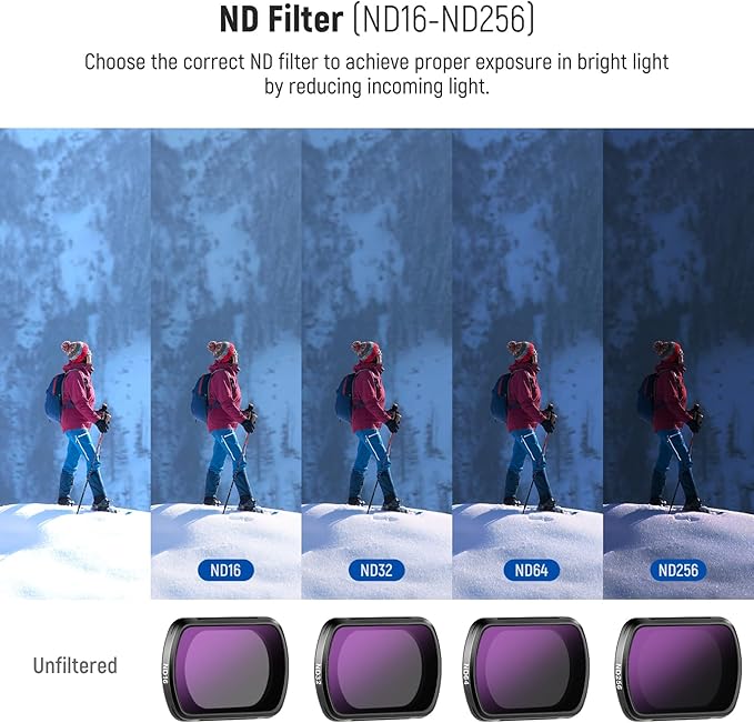 NEEWER Magnetic ND CPL UV Filter Set Compatible with DJI OSMO Pocket Pocket 4 & 3, 6 Pack UV Neutral Density ND16 ND32 ND64 ND256 Circular Polarizing Filters, Coated HD Optical Glass/Aluminum Frame