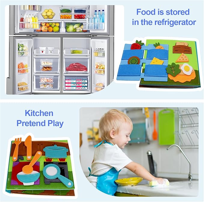BizyKoady Montessori Felt Busy Book Toddlers Quiet Book Pretend Play Early Learning Educational Travel Toys for Kids Age 2 3 4 5 6 Travel EssentialsLearning Activitie Boys