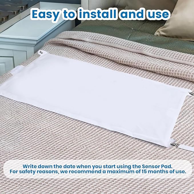 Bed Sensor Pad & Pager for Elderly Dementia Patients Caregiver Bed Alarm with 32" x 13" Motion Sensor Pad Fall Prevention for Elderly (Bed Pad)