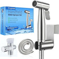 New Version Handheld Bidet Sprayer for Toilet, Premium Stainless Steel Bathroom Bidet Sprayer Set, Baby Cloth Diaper Sprayer with Superior Complete Spray Hoses Kit, Support Wall or Toilet Mount