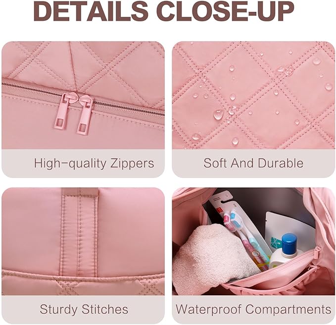 Large 2PCS Nylon Duffle Bag for Travel Weekender Overnight Hospital Gym Bag for Men & Women, Carry On Airline Approved Personal Item Duffel Garment Bag Luggage with Shoe Compartment & Packing Cube