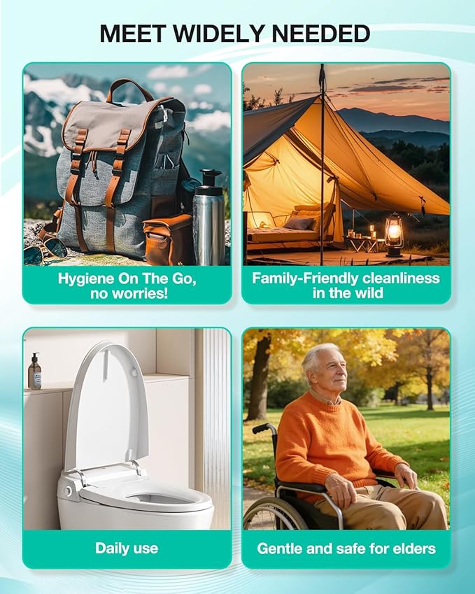 Portable Bidet Toilet Aid Wiper Tool Set for Travel - 400ML Bottle - 800mAh - 3 Pressure Modes - IPX7 Waterproof - Compact Design with Dust Bag for Daily Cleaning & General Use
