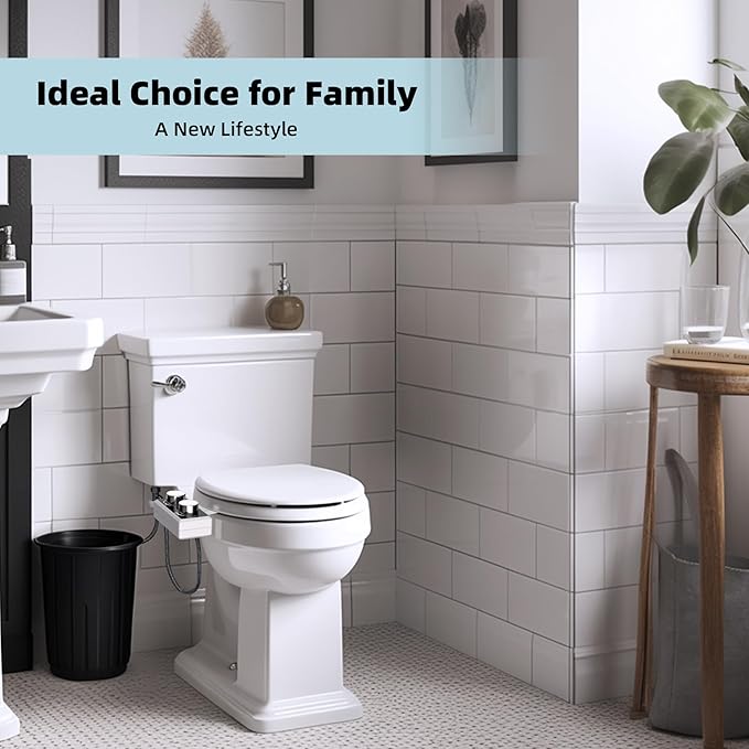 Hibbent Bidet Attachment for Toilet, Non-Electric Dual Nozzle for Frontal & Rear Wash, Adjustable Water Pressure Control, Fresh Water Bidet Toilet Seat, Self Cleaning Water Sprayer, Matte Black
