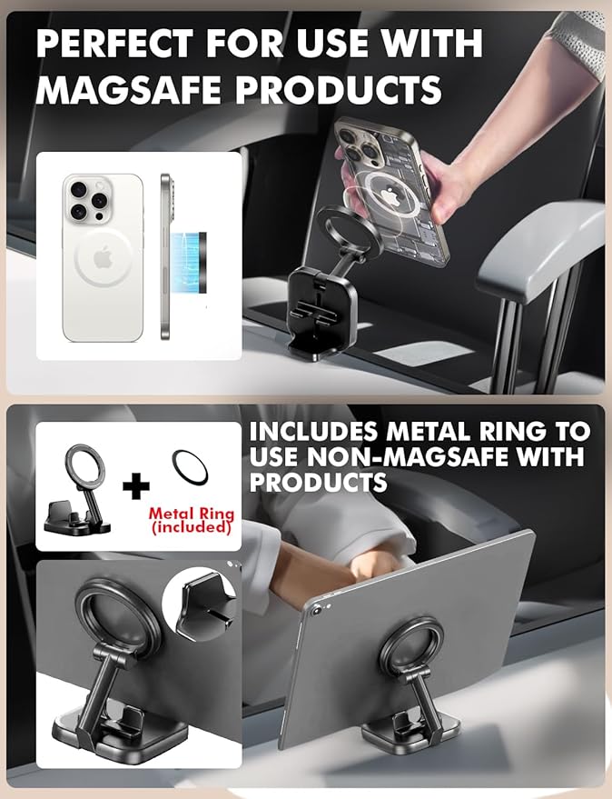 Travel Depot Travel Essentials Airplane Phone Holder for MagSafe Accessories, Handsfree Airport Essentials Plane Phone Holder Travel Gadgets Long Flight Must Haves for MagSafe Mount fits iPhone 16/15