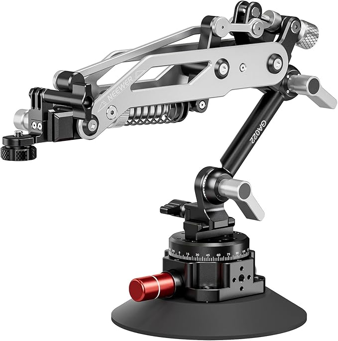 NEEWER Vacuum Suction Cup Car Mount for Action Camera with Hydraulic Boom Arm, NATO Rail, Compatible with DJI Osmo Pocket 3 Insts360 X5 X4 X3 Hero Adapter Holder, 18oz/500g Max Load, GA022