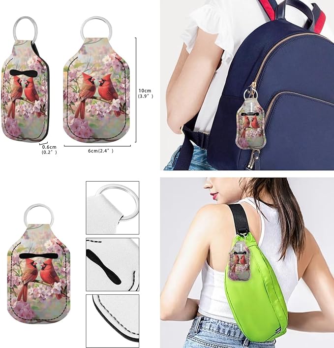 Suobstales 3Pcs Travel Bottles Keychain Holder Set,Travel Bottle Sleeves+Neoprene Chapstick Holders+Lanyard Keychain