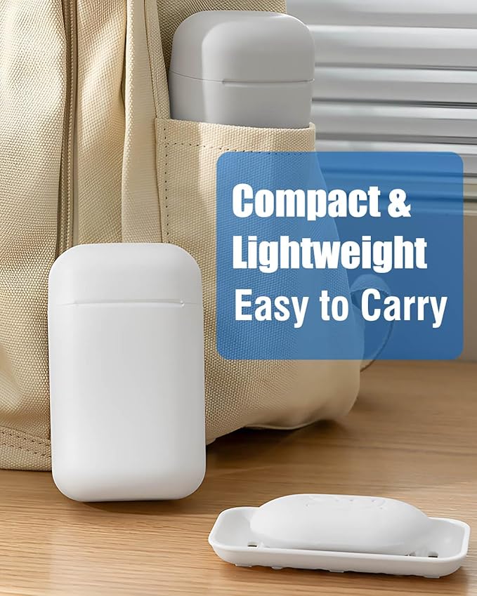 Minimalist Travel Soap Case with Removable Draining Tray, Compact Leak-Proof Travel Soap Container with Silicone Seal, White, 1 Pack