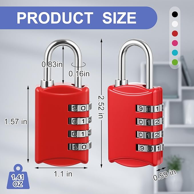 Moxweyeni 10 Pcs Digit Combinations Padlock Safe Cipher Lock Mini Combination Resettable Number for Suitcases Luggage Briefcases Computer Bags(Trendy Style,Fresh Color)