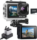 Action Camera FHD 1080P 16MP with 32GB Memory Card - 131FT/40M Waterproof Dual Screen Sports Camera,2X Batteries & Multifunctional Accessories Kit for Helmet, Bicycle
