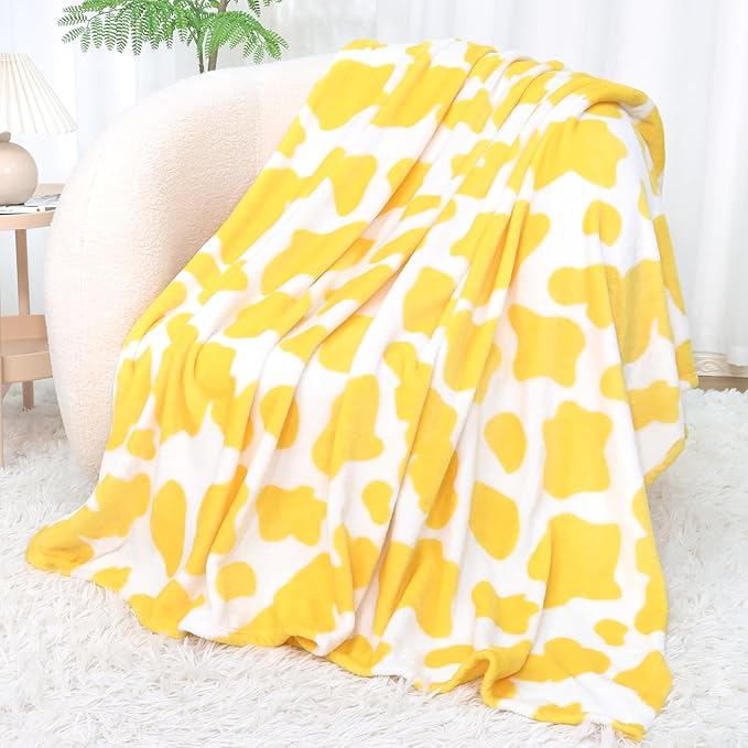 Yellow Fleece Blanket Lightweight Soft Throw Blanket for Couch Sofa Bed All Seasons 50x60 inches Yellow Gifts for Girls Women Birthday