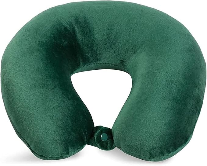 Wolf Essentials Adult Cozy Soft Microfiber Neck Pillow for Travel – Compact, Machine Washable - Perfect for Airplane, Car, or Home Use - Filled and Finished in The USA – Green