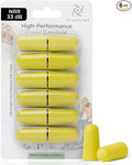 Soft Foam Earplugs, 33 dB NRR, (6 Pair 12 Ear Plugs) Maximum Protection for Sleeping; Silence Snoring, Airplanes, Airports, Power Tools, Phone Conversations, Loud Work Environments (Yellow)