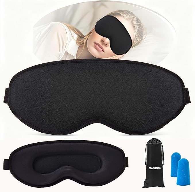 Sleep Mask for Side Sleeper Women Men,Blackout Eye Masks for Sleep,3D Contoured Sleeping Mask,Breathable Adjustable Eye Cover Blindfold with lash Extensions for Trave,Nap,Night Work