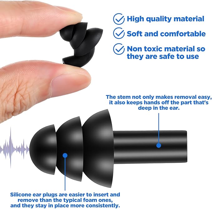 200 Pairs Silicone Ear Plugs Reusable Waterproof EarPlugs Sleeping Noise Cancelling Soft Foam Ear Plugs Hearing Protection for Swimming, Concerts, Shooting, Travel, and Construction