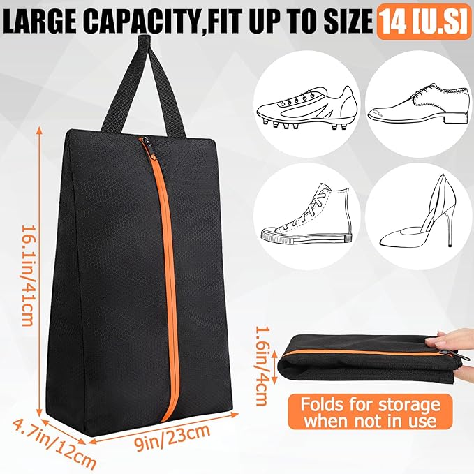 TOBWOLF 2PCS Golf Shoes Bags for Smelly Cleats, Water Resistant Lightweight Track Shoe Bags for Spikes with Zipper and Handle, Shoe Bag for Travel Women, Basketball, Gym, Golf, Soccer