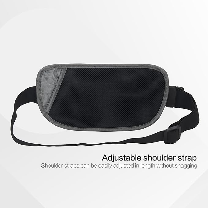 Slim Money Belt for Travel - Anti-Theft Hidden Passport Holder Waist Wallet with Secure Pouch for Cash, Credit Cards (Small Grey)