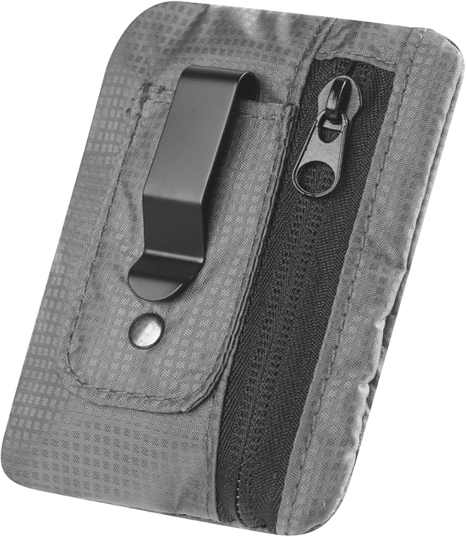 KOSMCCO RFID Blocking Clip Stash Pocket, Compact Hidden Travel Belt Wallet for Cards & Cash - Slim Pickpocket-Proof Design for Everyday Carry, Grey