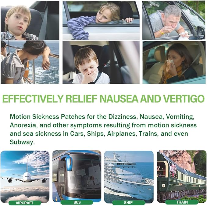 (2026 New) Motion Sickness Patches, Non Drowsy-100% Natural Motion Sickness Patch for Car Airplane Ship Altitude Sickness-Travel Essentials,for Adults and Kids Fast Acting & Long Last 72H(24 Count)