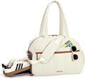 Gym Bag for Women, Puffer Travel Duffle Bag With Shoes Compartment & Wet Pocket, Carry On Tote Bag For Weekender, Overnight, Sport duffel bags for traveling (shallow cream-colored, Medium)