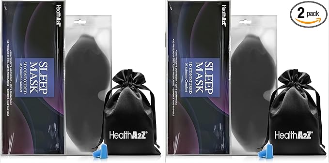 HealthA2Z Sleep Eye Mask, Heat-Bonded Technology, Easy to Adjust, Ideal for Meditation, Yoga, Travel, Nap, Insomnia Black (Pack of 2)
