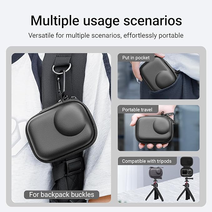Mini Carrying Case for DJI OSMO Action 6 Accessories, Action6 PU Hard Portable Storage Bag with Lens Screen Protectors & Rubber Lens Cap Cover for DJI Action Camera