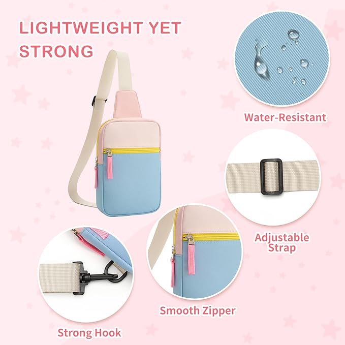 Graduation Mothers Day Gifts for Daughter Teen Girl Her, Fanny Pack Birthday Gifts for 8 9 10 11 12 Year Old Girls, Preppy Crossbody Bag, Adjustable Sling Bag Purse Trendy Stuff Kids Travel Essential