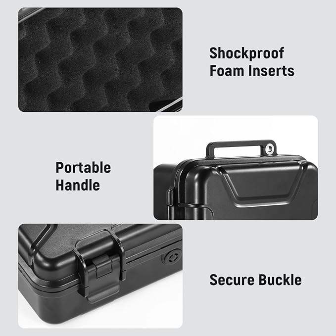 NEEWER Hard Case Compatible with DJI Osmo Action 5 Pro / 4/3 Camera, IP67 Waterproof Dustproof Shockproof Portable Travel Storage Case with Custom Foam Inserts & 12 Slots for Accessories, AC031