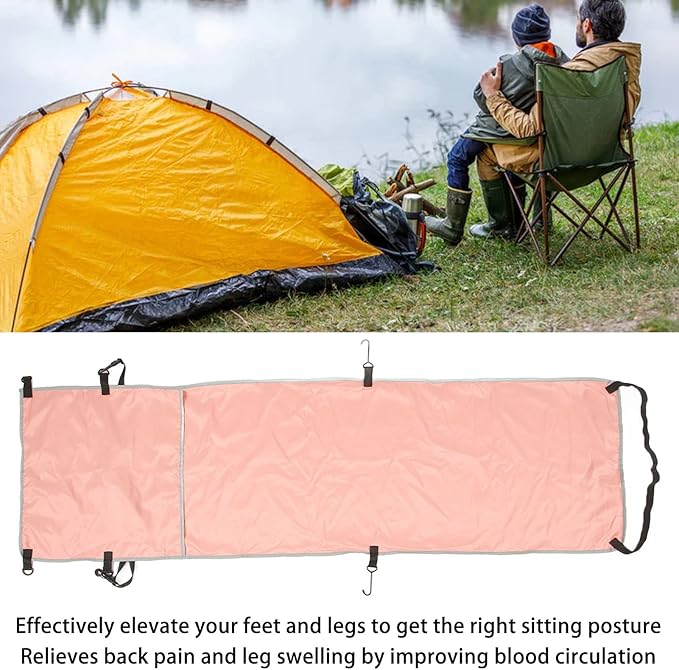 Ergonomic Airplane Footrest Hammock Cover Adjustable Travel Footrest for Improved Sitting Position on Planes Buses and Outdoor Seating (Pink)