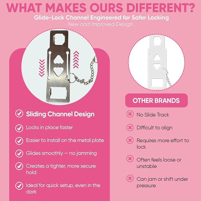 Portable Door Lock Extra Security Essential Safety & Privacy Travel Lockdown, Prevent Entry Stopper, Protect Family While Traveling Home Bedroom Hotel Apartment College (1 Pink)