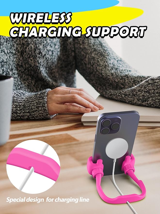 Easter Basket Stuffers for Teen Girls Boys Kids Cell Phone Stand - 2 Pack Thumbs Up Lazy Phone Holder for Desk Birthday Easter Gifts for Adults Women Men(Bright Purple & Hot Pink, 2)