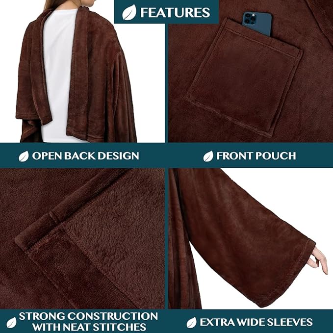 PAVILIA Wearable Blanket with Sleeves for Adult Women Men, Cozy Fleece Warm Wrap Throw with Arms, Gifts for Christmas, Wife