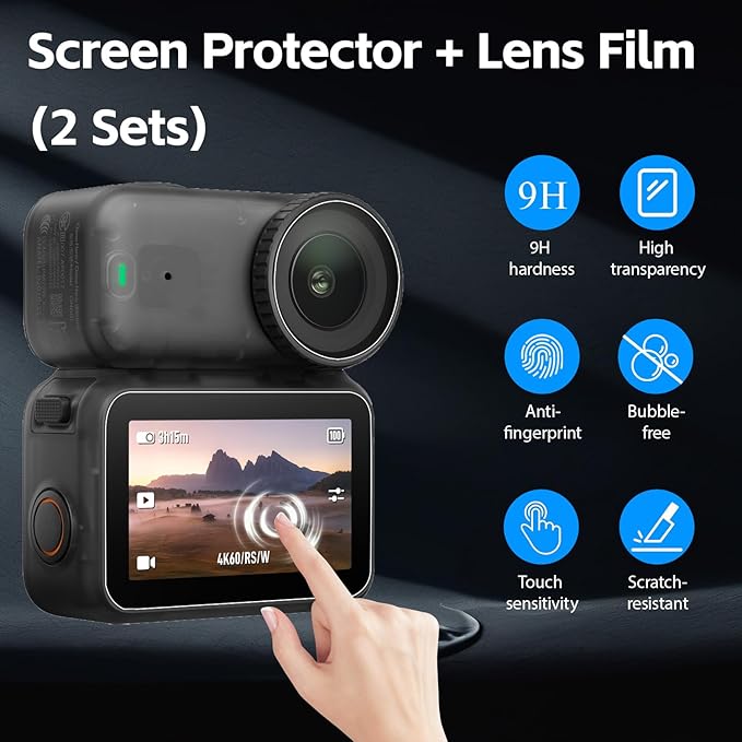 Osmo Nano Accessories Kit, Mini Carrying Case for DJI Osmo Nano PU Portable Storage Bag, 2pcs Silicone Lens Cap, Lens Screen Protectors (4 Pack) Comatible with DJI Nano Camera