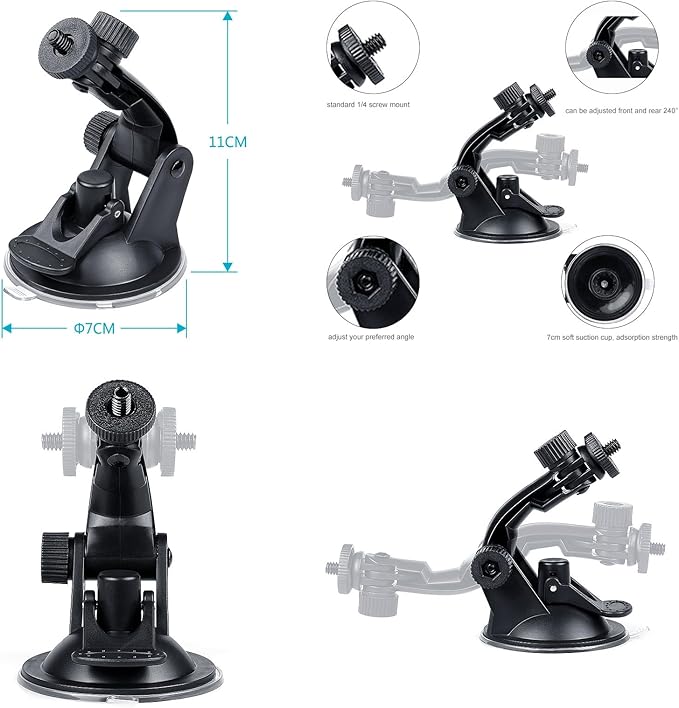 Accessories Kit for Action Camera, Handheld Selfie Stick + Suction Cup Mount + Floating Handle Grip + Flexible Octopus Tripod, Universal Action Camera Bundle for Recording VLOG/POV