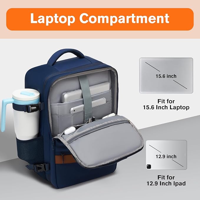 Smart Suitcase-style Laptop Backpack, 25L / 35L Practical Travel Bag for Work, Leisure & Flight, Luggage-Style Commuter Pack (Navy, 35L)