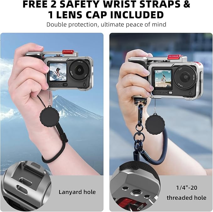 Action 6 Grip Kit (with Metal Cage), Aluminum Alloy Camera Handle Bundle Expansion Mount with Shutter Button, Quick Release, Cold Shoe, 1/4" Threaded Hole for DJI Osmo Action 6 Accessories