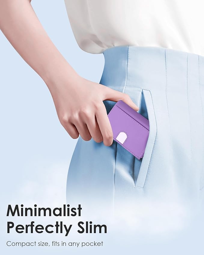 QLD RFID Wallet Women - Small Slim Trifold Wallet Anti-Theft Pop up Card Holder, Minimalist, Ultra Thin, Front Pocket, Premium Leather, 9-11 Cards Capacity | ID Window | Cash Slot